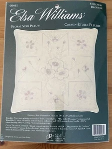 Elsa Williams Stitchery Crewel Embroidery Floral Star Pillow 00461 - Picture 1 of 6