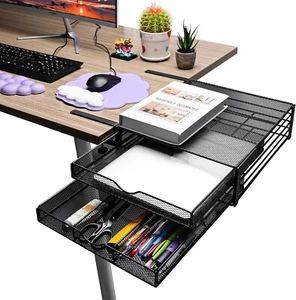 Pletpet Multi-Role Desk Organizer, Desktop Extension Drawer, 2-Tier Mesh Unde... - Picture 1 of 8