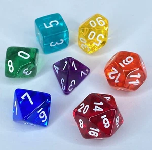 Chessex Prisma Arcobaleno Poliedrico Traslucido 7 Die Set CHX23099 TTRPG Dadi - Foto 1 di 10