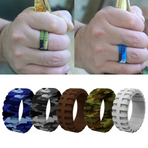 Silikon Ringe Männer Finger Weihnachtsgeschenk Hochzeit klassisch Gummibandring η - Bild 1 von 16