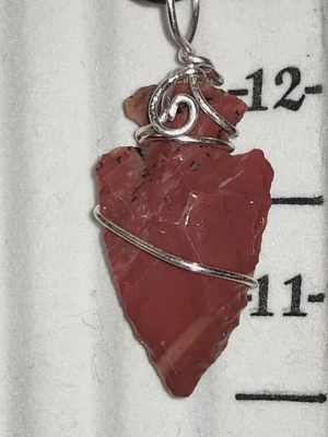 Collares puntas de flecha de jaspe natural hombre mujer rojo colgantes joyería regalo unisex Foto 1 de 4
