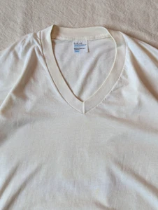 Sears vintage anni 70 cotone pettinato super sbiadito/indossato bianco punto singolo vuoto grande - Foto 1 di 7
