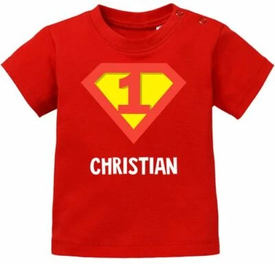 MOONWORKS Baby T-Shirt kurzarm Babyshirt personalisierbar Geburtstag 1 Jahr ein Jahr