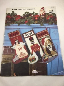 Christmas Stocking Needlepoint Embroidery Patterns - Angel Soldier Dog Cat Santa - Picture 1 of 7