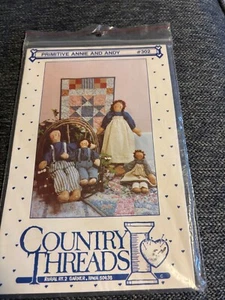 PRIMITIVE ANNIE AND ANDY DOLL Quilt Pattern by Country Threads, #302 - Picture 1 of 2