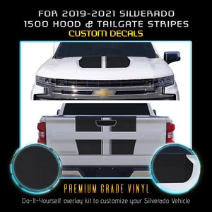 For 2019-2021 Silverado 1500 Hood Tailgate Stripe Graphic Decal Flat Matte Vinyl - Bild 1 von 18