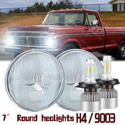 7-дюймовые светодиодные фары H4 9003 высокие/низкие для пикапа Ford F100 F250 F350 1953-1977 годов выпуска - Изображение 1 из 4