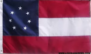 PRIMERA BANDERA NACIONAL DE NYLON - ESTRELLAS BORDADAS Y RAYAS COSIDAS - 1ª DIXIE - Imagen 1 de 7
