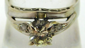 White Gold 16 Kt Diamond Wedding Set 0.60 CTTW Scroll Style 8.5 Size - Picture 1 of 18