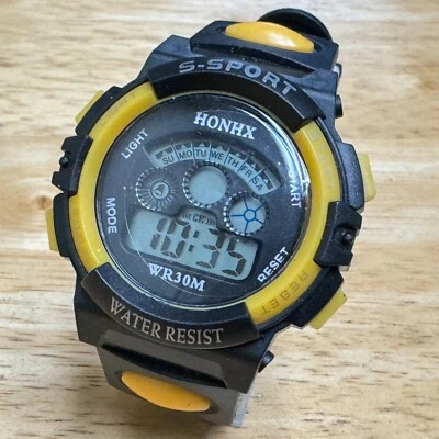 HONHX Reloj Cuarzo Hombre Negro Amarillo Digital Alarma Cronógrafo Batería Nueva Foto 1 de 4