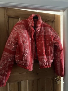 Paisley Red Ladies Cropped Jacket Uk Size 14 - Picture 1 of 3