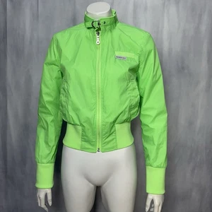 Vintage Members Only Neon Green Cropped Bomber Jacket Women Size Small - Bild 1 von 17