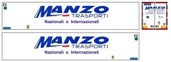 Grafica Manzo Trasporti adesiva trasparente per semirimorchi frigo Herpa 1/87. - Immagine 1 di 1