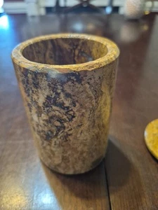 Waterstone MARBLE ROUND Q-TIP HOLDER w/ LID - HANDMADE IN Mexico - Picture 1 of 9
