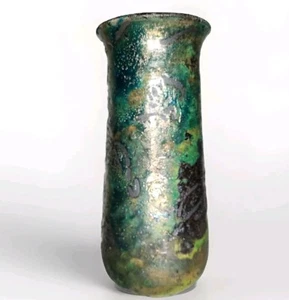 Art Pottery Vase by Iron & Lace Studio Iridescent Gold/Green/Brown Signed 2008 - Picture 1 of 17