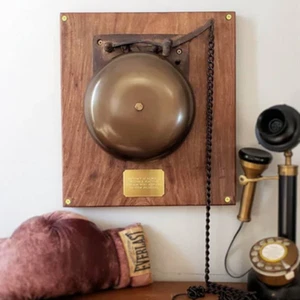 ¡Campana de boxeo grande de latón junto al anillo en placa!~~¡con placa de identificación con tus 4 líneas! - Imagen 1 de 1