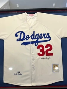 SANDY KOUFAX Signed Mitchel & Ness Framed 1958 Jersey - Picture 1 of 4