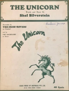 The Unicorn - The Ir fish Rovers - Rare Vintage SHEET MUSIC Australia 1968 - Picture 1 of 1