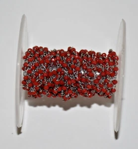 Rote facettierte Glasperlen Rosenkranz Kette 5 Fuß Stahldraht Großpackung Rolle Schmuck Herstellung - Bild 1 von 5