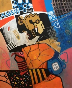 Original Acrylic painting on rolled canvas signed. Unframed. Size: 32” X 39” - Picture 1 of 5