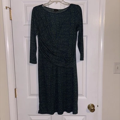 Vestido Talbots para mujer mediano espiga verde marino elástico acanalado Foto 1 de 4