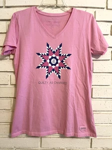 Life Is Good Crusher T-Shirt Damen Gr. Medium "Quilty as Charged" 100% Baumwolle - Bild 1 von 6