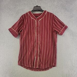 Empyre Shirt Mens XL Extra Large Red Striped Button Up Baseball Short Sleeve