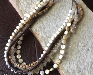 SILPADA n1507 MOP Wood Quartz Tiger Coconut Sterling Silver 5 Strand Necklace - Picture 1 of 3