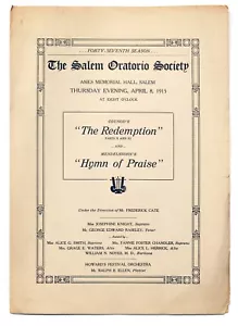 Vintage Salem Oratorium Gesellschaft 1915 Konzertprogramm - Bild 1 von 3