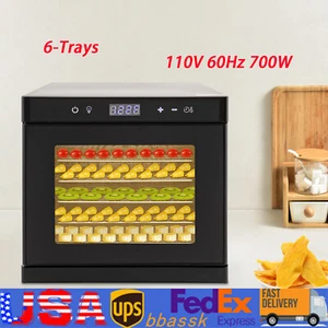 6 Fächer Lebensmittel Dörrapparat Maschine Edelstahl 700W Jerky Obst Trocknen - Bild 1 von 20
