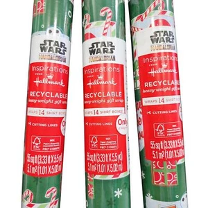 Hallmark Star Wars Christmas Wrapping Paper Heavy Weight Gift Wrap Baby Yoda 3pk - Picture 1 of 5
