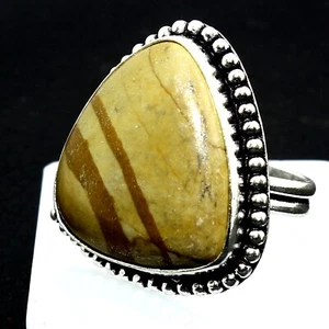 Cuadro Natural Jaspe Triángulo Piedras Preciosas Hecho a Mano Anillo Regalo Joyería Talla 9.5 - Imagen 1 de 5
