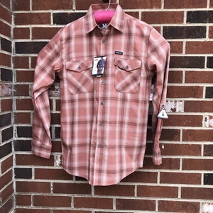 wrangler western shirt small Rust plaid regular fit cotton polyester NWT - Picture 1 of 8
