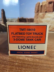 Lionel TMT-18410 Flatbed Toy Truck W/Operating Lights-Sounds &3 Dome Tank Car - Picture 1 of 16