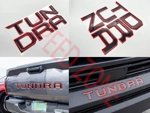 2022 2023 2024 Black Red Front Rear Emblem TUNDRA Bumper Letters Insert Badge - Picture 1 of 8