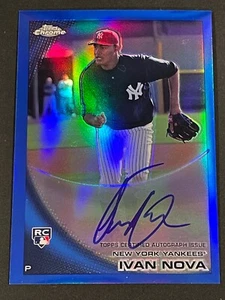 2010 Topps Chrome Ivan Nova RC BLUE Refractor 184/199 AUTO Autograph Yankees - Picture 1 of 2