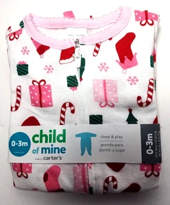 0 - 3 Months Child of Mine Candy Cane Sleep & Play Baby Sleeper Christmas Gift - Picture 1 of 3