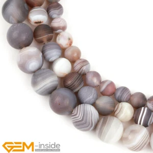 Natural Botswana Agate Gemstone Frost Matte Round Beads For Jewelry Making 15" - Foto 1 di 31