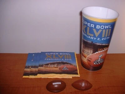 NOS NFL SUPER BOWL XLVIII BRONCOS SEAHAWKS HOLOGRAM CUP NAPKINS FOOTBALL RINGS - Image 1 of 4