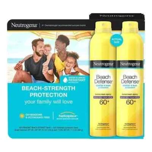 Neutrogena Beach Defense Body Sunscreen Spray Lotion SPF 60-2 Pack EXP 10-2025+ - Picture 1 of 3