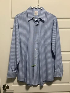 BROOKS BROTHERS Blue Stripe LongSleeve ButtonUp Trad Fit Shirt Men’s Sz 15.5-33 - Picture 1 of 7