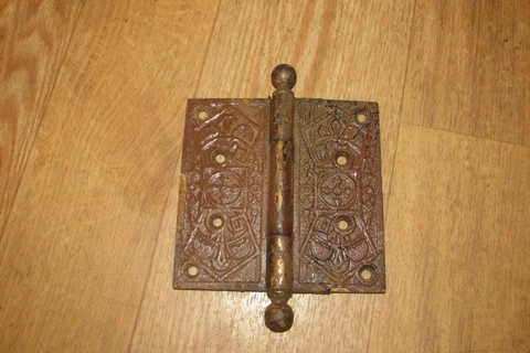 Antique Eastlake Entrance Door Brass Hinge 5" x 5"   #3186 Cover