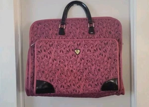 Diane Von Furstenberg Garment Bag Pink Heart w/Black Patent Leather 24 X 20 - Picture 1 of 24