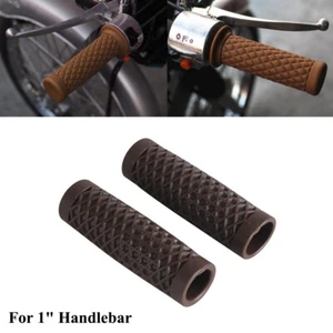Brown Rubber Hand Grips Cover Non-slip Handgrips For 1" Handlebar Harley Chopper - Picture 1 of 7