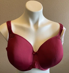 Plus Bra 44DD NWT Fit Fully Yours Maxine Moulded Bra in Deep Red B1012 NEW - Picture 1 of 12
