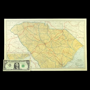 Antique Map of SOUTH CAROLINA Highway Map Auto Trails Old Original RARE 1920 - Picture 1 of 11