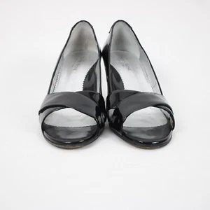 Taryn Rose Daffodil Patent Sz 38.5 M Black Leather Upper Inner 2.5" Heel - Picture 1 of 12