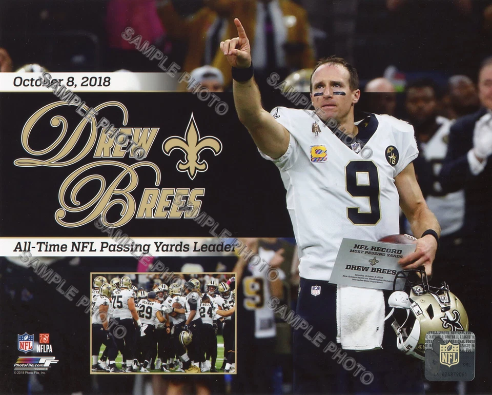 Drew Brees Breaks the NFL All-time Passing Yards Record 8X10 PHOTO - Image 1 of 1