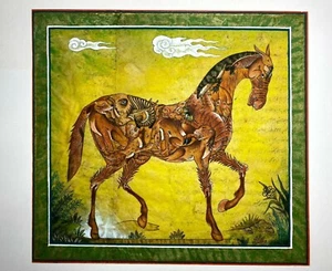Miniature Painting Persian Art Work Silk Paper Handmade Horse 9.2 x 10" - Picture 1 of 3