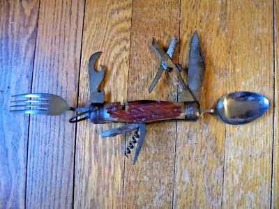 Vintage Bone Handle Hobo Camp Knife Multi-Tool Japan - Image 1 of 4